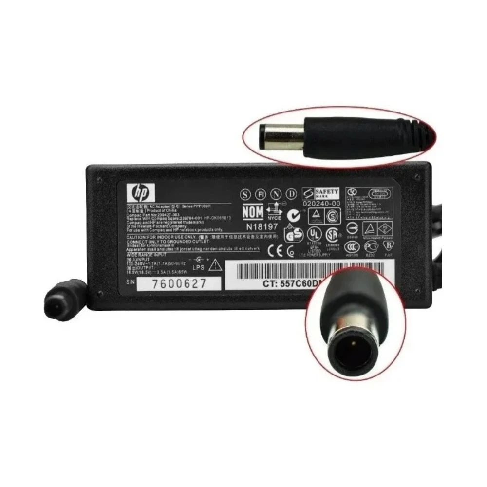 CARGADOR DE LAPTOP HP PUNTA DE AGUJA 18.5V 3.5A 65W — COMPUTACIÓN