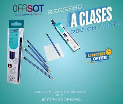 LAPIZ OFFISOT 2HB AZUL HECAGONAL CON BORRADOR — PAPELERÍA