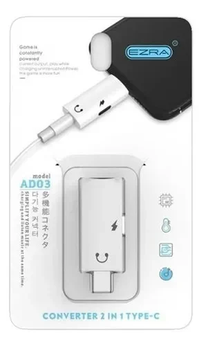 ADAPTADOR TIPO C A  TIPO C + AUDIFONOS  EZRA AD03 — AUDIO Y VIDEO