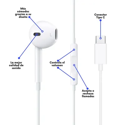 MANOS LIBRES IPHONE TIPO C — AUDIO Y VIDEO