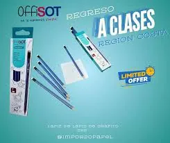 LAPIZ OFFISOT 2HB AZUL HECAGONAL CON BORRADOR — PAPELERÍA